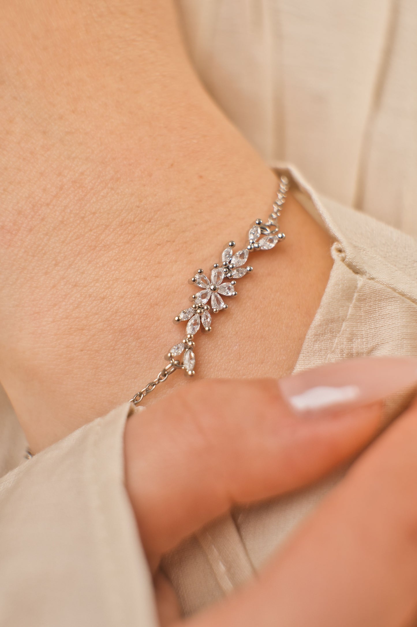 Flower Zirconia Armband Silber