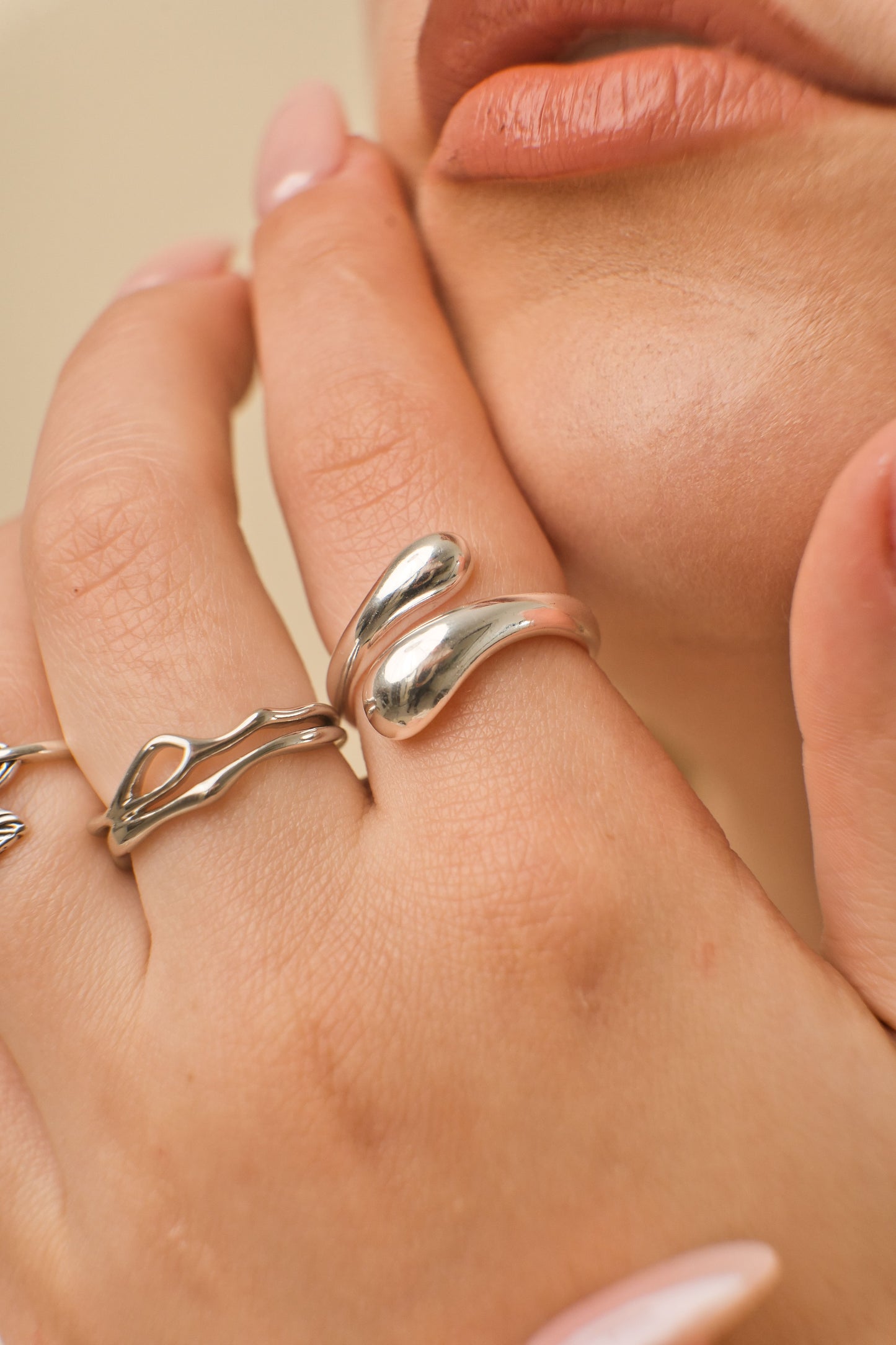 Double Drop Ring Silber