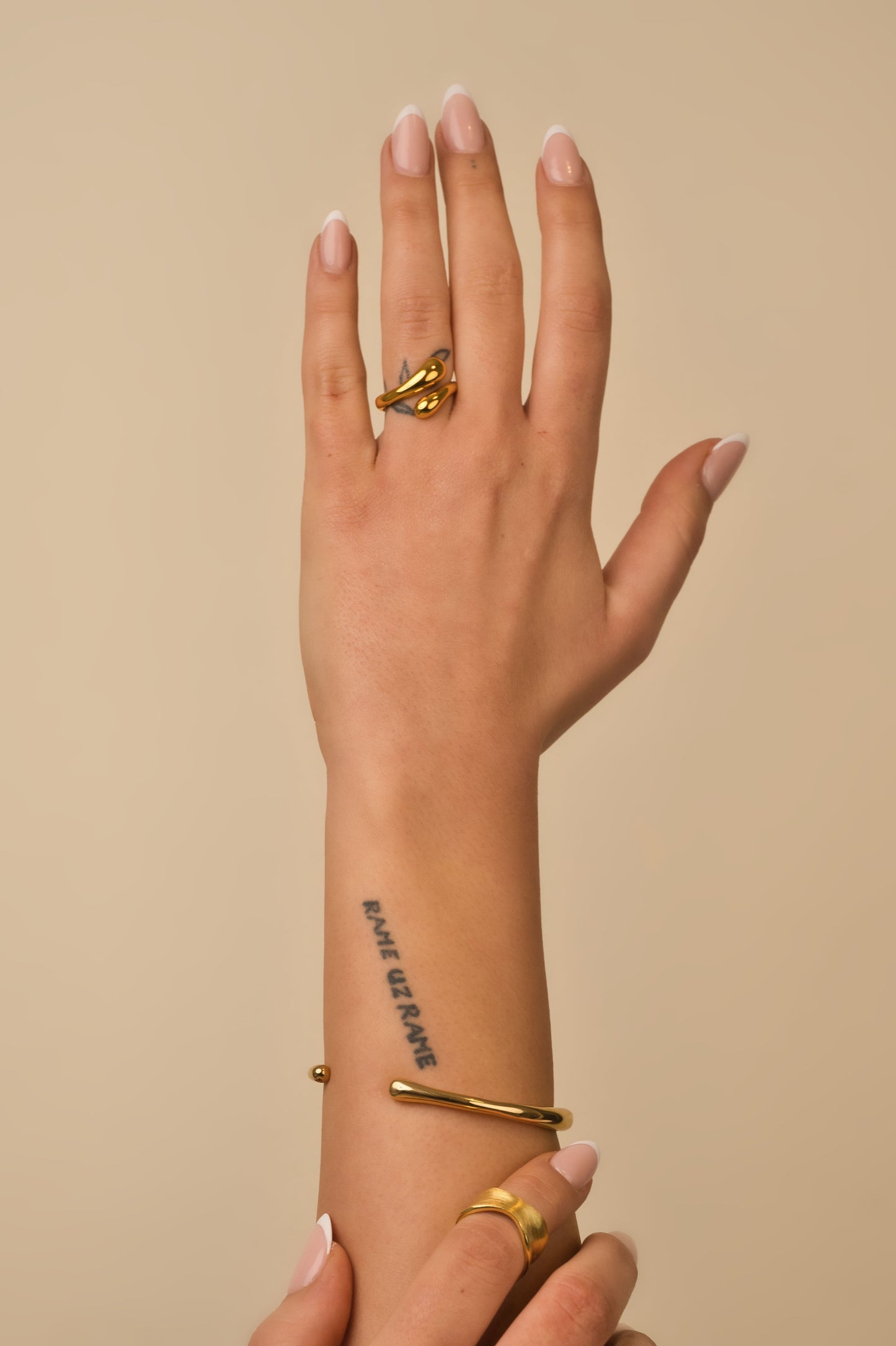 Double Drop Ring Gold