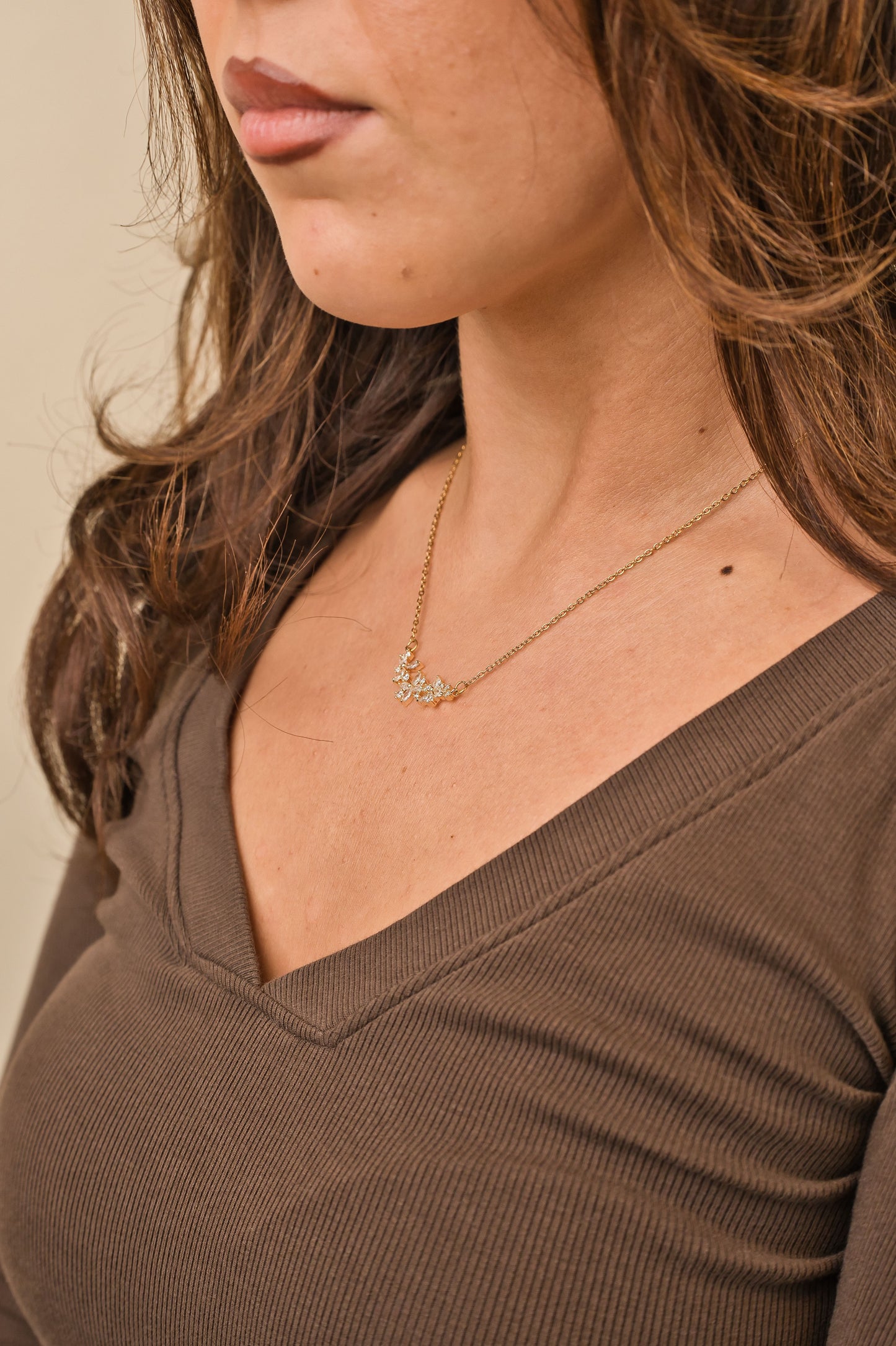 Flower Zirconia Halskette Gold