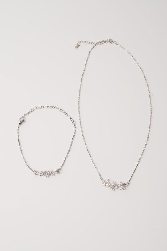 Flower Zirconia Set Silber
