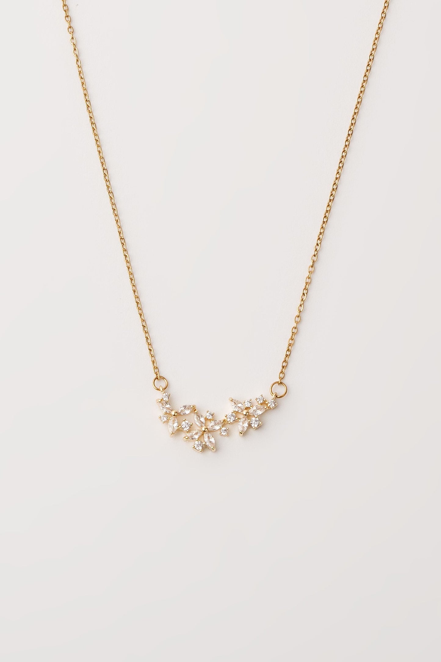 Flower Zirconia Halskette Gold
