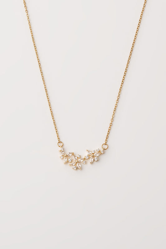 Flower Zirconia Halskette Gold