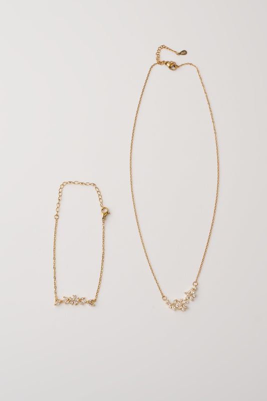 Flower Zirconia Set Gold