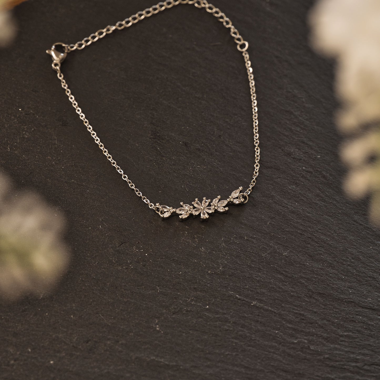 Flower Zirconia Armband Silber