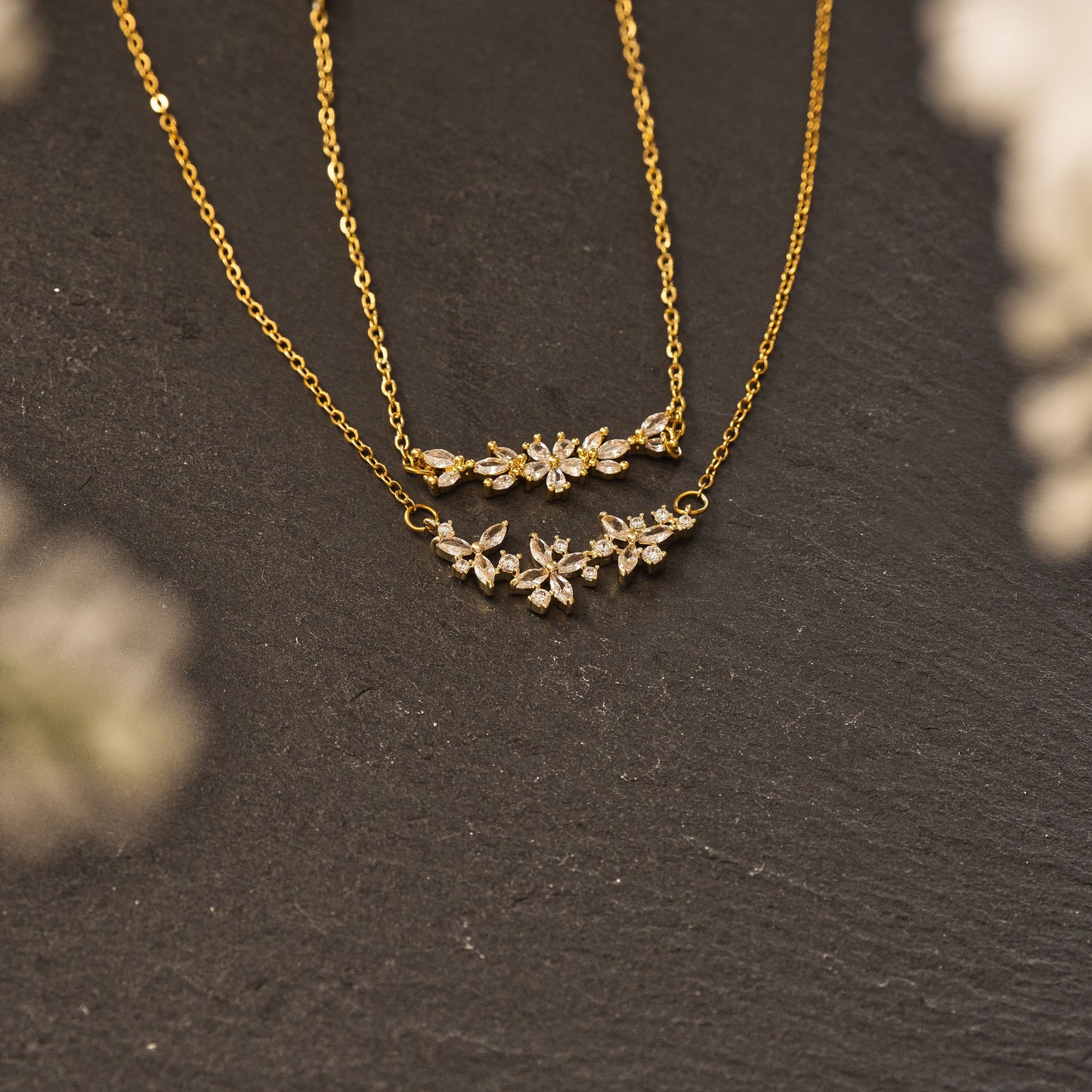 Flower Zirconia Set Gold